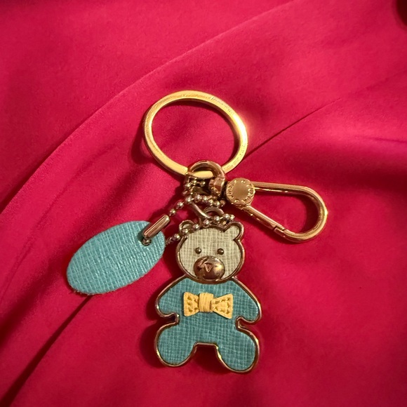 Furla Accessories - Furla Blue Bear Charm Keychain with Gold Details